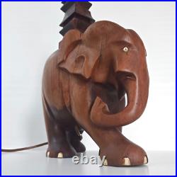 Magnifique Lampe Elephant Vintage Art Deco 1940 1950 En Bois Massif 40s 50s