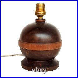 Magnifique Pied Lampe Boule En Bois Art Déco Moderniste Era Charles Dudouyt