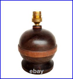 Magnifique Pied Lampe Boule En Bois Art Déco Moderniste Era Charles Dudouyt