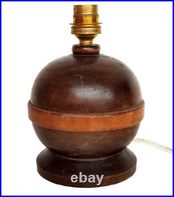 Magnifique Pied Lampe Boule En Bois Art Déco Moderniste Era Charles Dudouyt