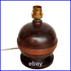 Magnifique Pied Lampe Boule En Bois Art Déco Moderniste Era Charles Dudouyt