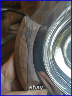 Magnifique grand plat creux Art Deco Métal argenté Bois précieux Poinçon BB