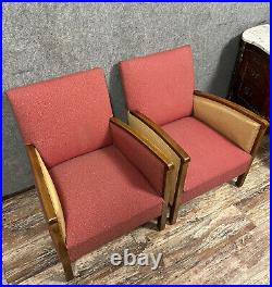 Magnifique paire de fauteuils époque Art Déco en bois clair circa 1940