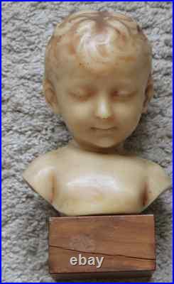 Magnifique rare école française buste d'enfant cire socle bois env 1900 Art déco Magnifique rare école française buste d'enfant cire socle bois env 1900 Art déco