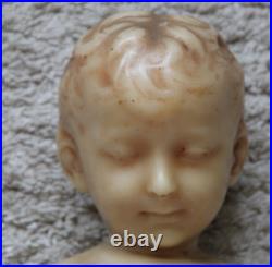 Magnifique rare école française buste d'enfant cire socle bois env 1900 Art déco Magnifique rare école française buste d'enfant cire socle bois env 1900 Art déco