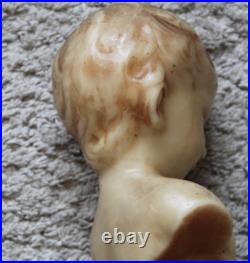 Magnifique rare école française buste d'enfant cire socle bois env 1900 Art déco Magnifique rare école française buste d'enfant cire socle bois env 1900 Art déco
