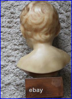 Magnifique rare école française buste d'enfant cire socle bois env 1900 Art déco Magnifique rare école française buste d'enfant cire socle bois env 1900 Art déco