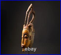 Masque africain art déco bois de Baule sculpté à la main tribal mural Masque africain art déco bois de Baule sculpté à la main tribal mural