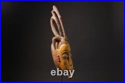 Masque africain art déco bois de Baule sculpté à la main tribal mural Masque africain art déco bois de Baule sculpté à la main tribal mural