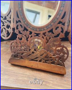Miroir Lutrin de voyage Art Déco 1930 Bois d'olivier