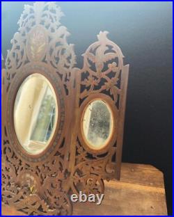 Miroir Lutrin de voyage Art Déco 1930 Bois d'olivier