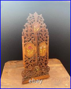 Miroir Lutrin de voyage Art Déco 1930 Bois d'olivier