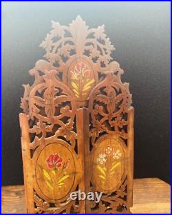 Miroir Lutrin de voyage Art Déco 1930 Bois d'olivier