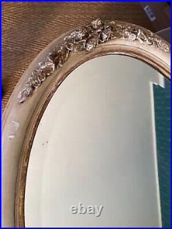 Miroir ancien, art déco, miroir en bois sculpté, glace biseauté. Bon état