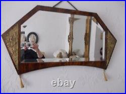 Miroir biseauté ancien ART DECO encadrement bois et platre
