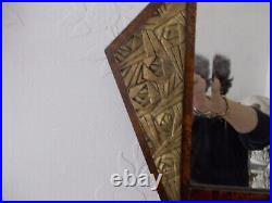 Miroir biseauté ancien ART DECO encadrement bois et platre