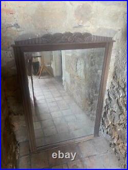 Miroir en bois sculpté époque Art Déco ou 1940 de belle taille