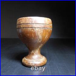N23.360 coquetier bois marron vintage art déco table cuisine alimentation France N23.360 coquetier bois marron vintage art déco table cuisine alimentation France