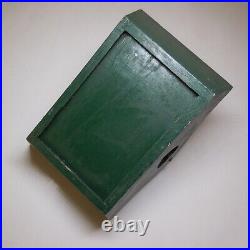 N24.175 panier vide-poche bois cour vert art déco table bureau vintage fait main
