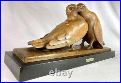 NOËL-ANGE MARTINI SCULPTURE BOIS EP. ART DECO TENDRESSE TAILLE DIRECTE Ca 1925