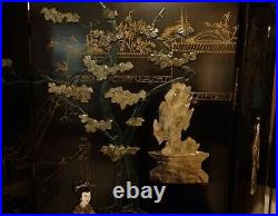 PARAVENT Chinois, 4 volets, bois laqué, décor nacre, hauteur 1,30 m