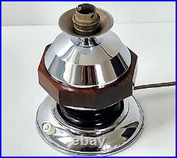 PIED DE LAMPE VINTAGE ART DECO 1930 CHROME & BOIS RETRO 30's 30s ANNEES 30