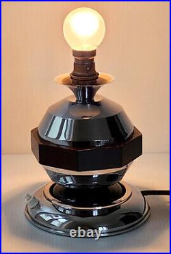 PIED DE LAMPE VINTAGE ART DECO 1930 CHROME & BOIS RETRO 30's 30s ANNEES 30