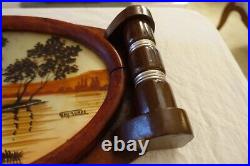 PLATEAU ART DECO VINTAGE 1920 1930 paysage SIGNE GERMONDE bois fixé sous verre