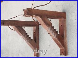 Paire d'appliques potence HENRY JACQUES LE MÊME lampe bois moderniste art deco