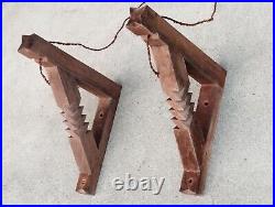 Paire d'appliques potence HENRY JACQUES LE MÊME lampe bois moderniste art deco