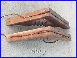 Paire d'appliques potence HENRY JACQUES LE MÊME lampe bois moderniste art deco