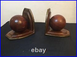 # Paire de serre livres Art Déco 1930 bois précieux et laiton