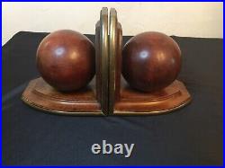 # Paire de serre livres Art Déco 1930 bois précieux et laiton