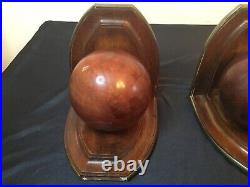 # Paire de serre livres Art Déco 1930 bois précieux et laiton