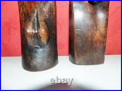 Paire de statues africaine couple art déco en bois ébene haut 25cm