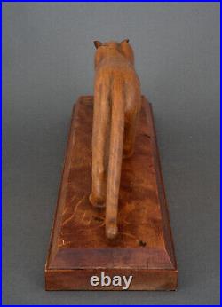 Panthère cubisante en bois Art déco sculptée dans la masse 1930 H6331