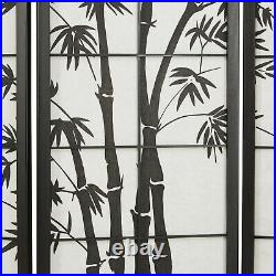 Paravent japonais bois en noir dessin bambou séparateur interieur Homestyle4u