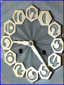 Pendule Art Déco Hollandaise en bois Clock Uhr Reloj