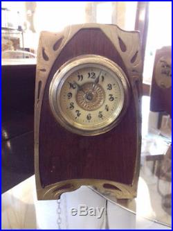 Pendule Horloge Art Nouveau 1900 Bois Et Laiton