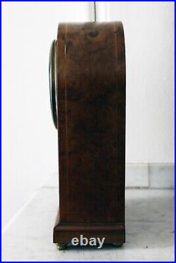 Pendule française BULLE-CLOCK en bois marqueté de filets Art Déco H37cm