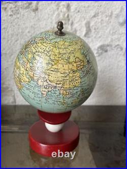 Petit Globe terrestre Ancien G. Thomas Editeur Pied bois Ø = 12,5 cm