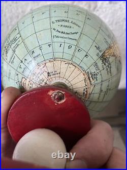 Petit Globe terrestre Ancien G. Thomas Editeur Pied bois Ø = 12,5 cm