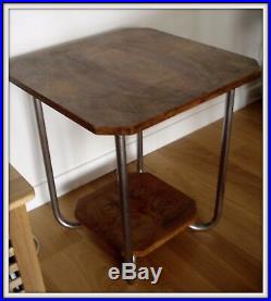 Petite table gueridon Art deco bois structure acier vintage 1930/50