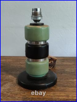 Pied De Lampe Art Déco/Moderniste Bois Laqué Et Chrome 1930's