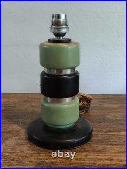 Pied De Lampe Art Déco/Moderniste Bois Laqué Et Chrome 1930's