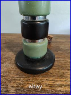 Pied De Lampe Art Déco/Moderniste Bois Laqué Et Chrome 1930's