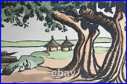 Pierre CASTAGNEZ (1898-1951) Le fleuve Niger au Mali gravure sur bois Afrique