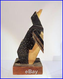 Pingouin art déco sculpture bois 1930