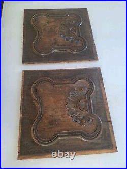 Plaque ancienne Art Déco bois sculpté decorative wooden plate