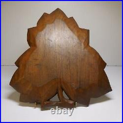 Plat vide-poche sculpture bois feuille trèfle A. HAEDIS vintage art déco N7819